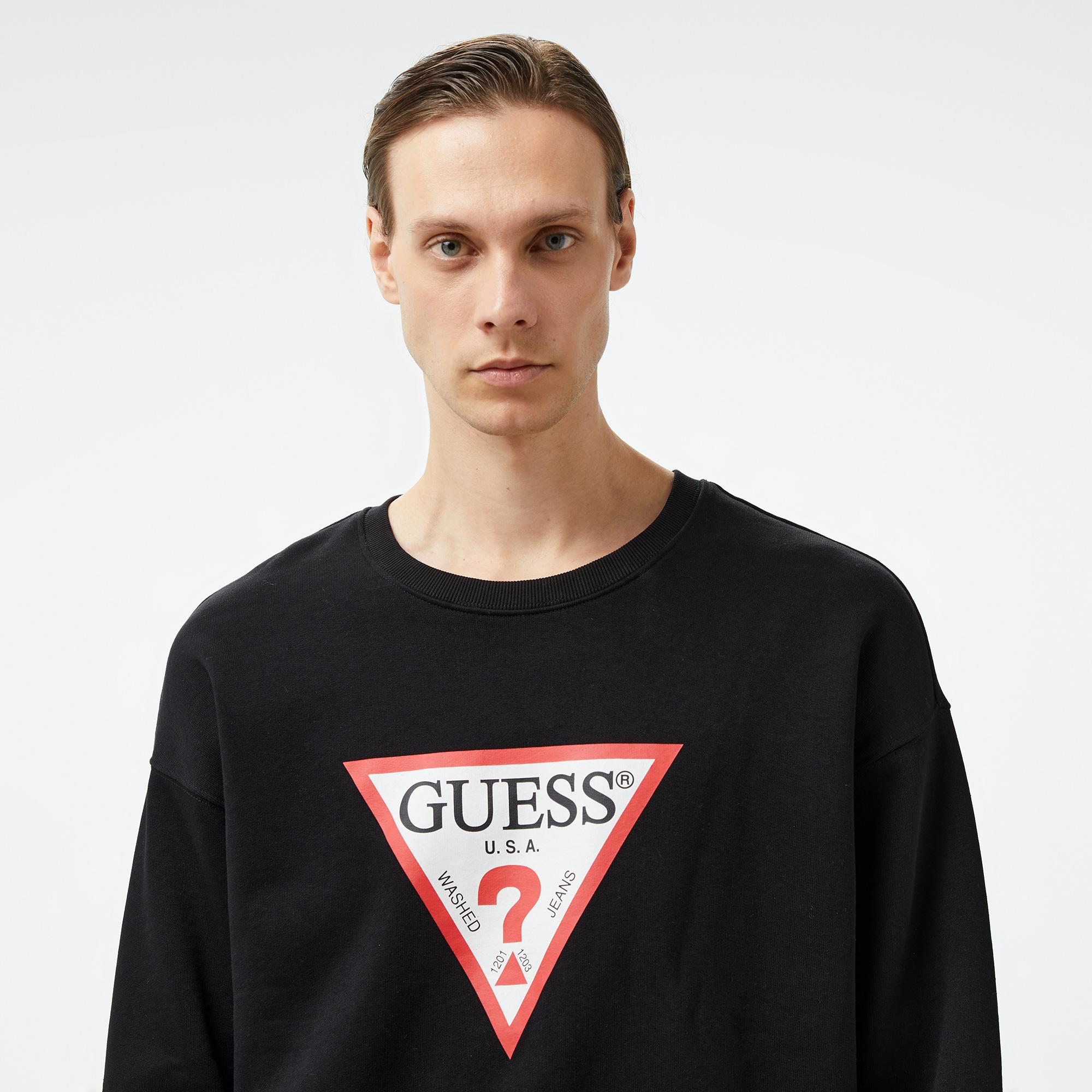 Guess Iconic Tria Organic 365 Erkek Siyah Sweatshirt