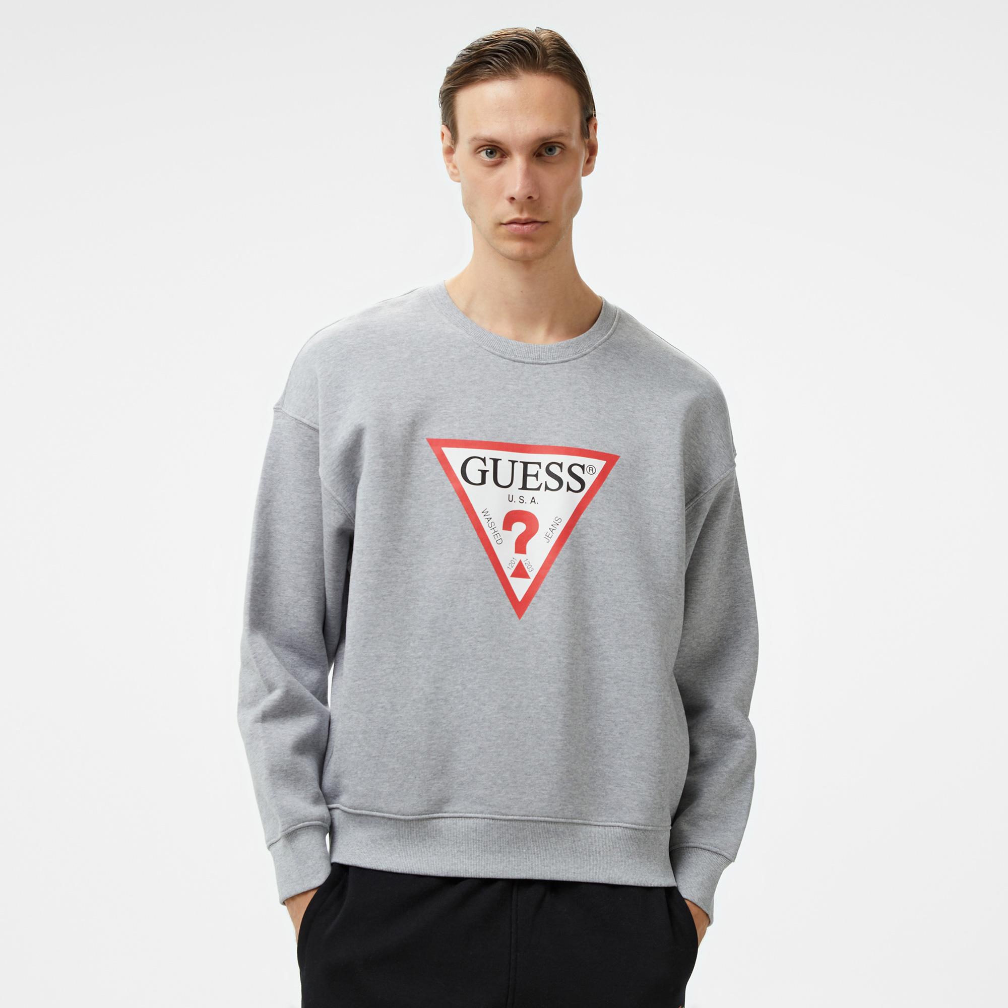 Guess Iconic Tria Organic 365 Erkek Gri Sweatshirt