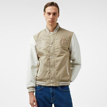  Guess Versity Bomber Poly Twill 215 Erkek Krem Ceket