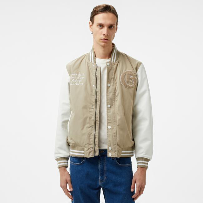  Guess Versity Bomber Poly Twill 215 Erkek Krem Ceket