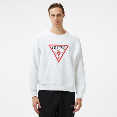  Guess Iconic Tria Organic 365 Erkek Beyaz Sweatshirt