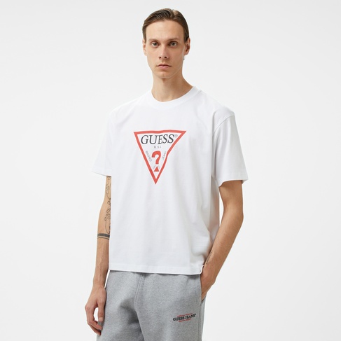  Guess Iconic Organic Heavy 205 Erkek Beyaz T-Shirt