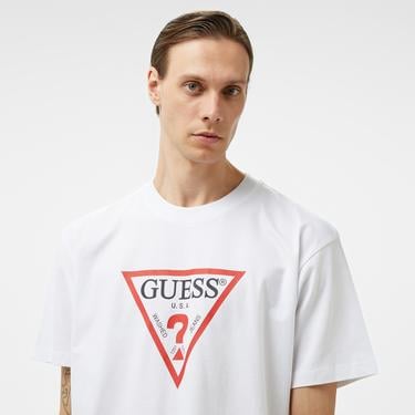  Guess Iconic Organic Heavy 205 Erkek Beyaz T-Shirt