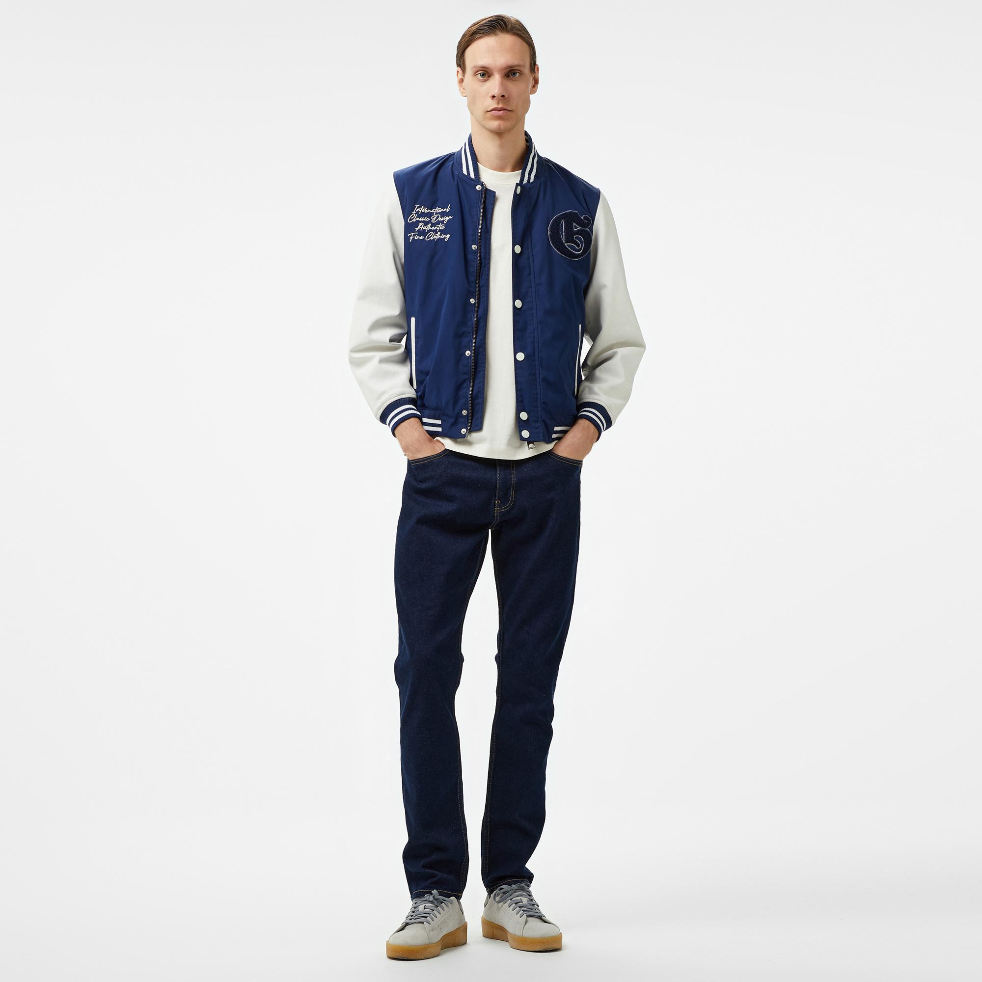 Guess Versity Bomber Poly Twill 215 Erkek Beyaz/Mavi Ceket