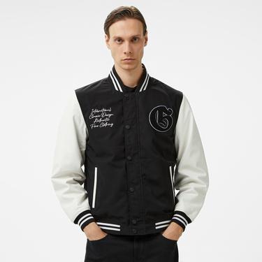  Guess Versity Bomber Poly Twill 215 Erkek Siyah Ceket