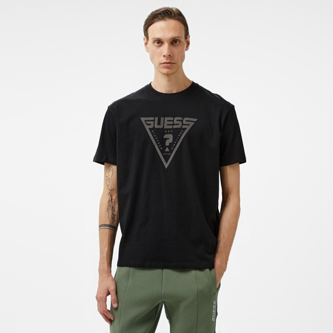  Guess Azha Over Mid Organic Stream Jersey 180 Erkek Siyah T-Shirt