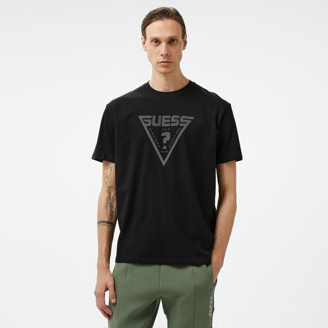  Guess Azha Over Mid Organic Stream Jersey 180 Erkek Siyah T-Shirt