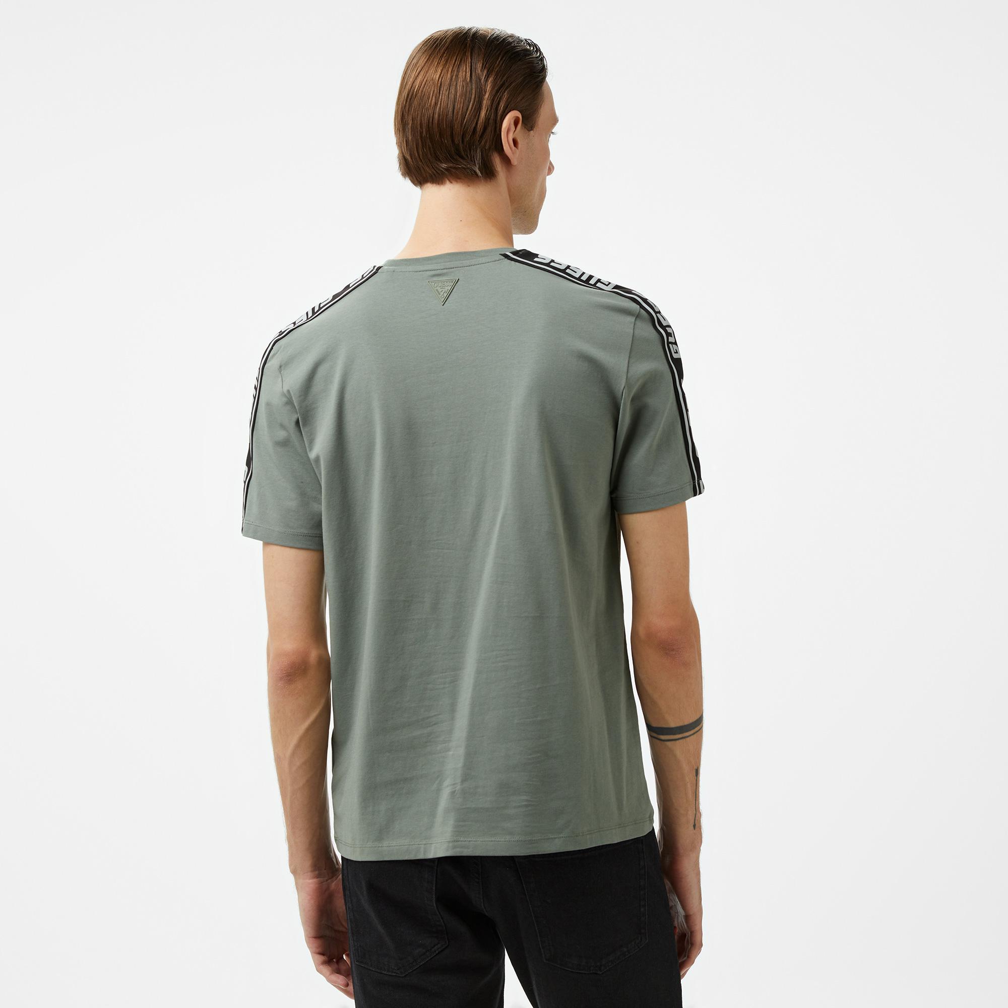 Guess Arlo Mid Organic Stretch Jersey 180 Erkek Haki T-Shirt