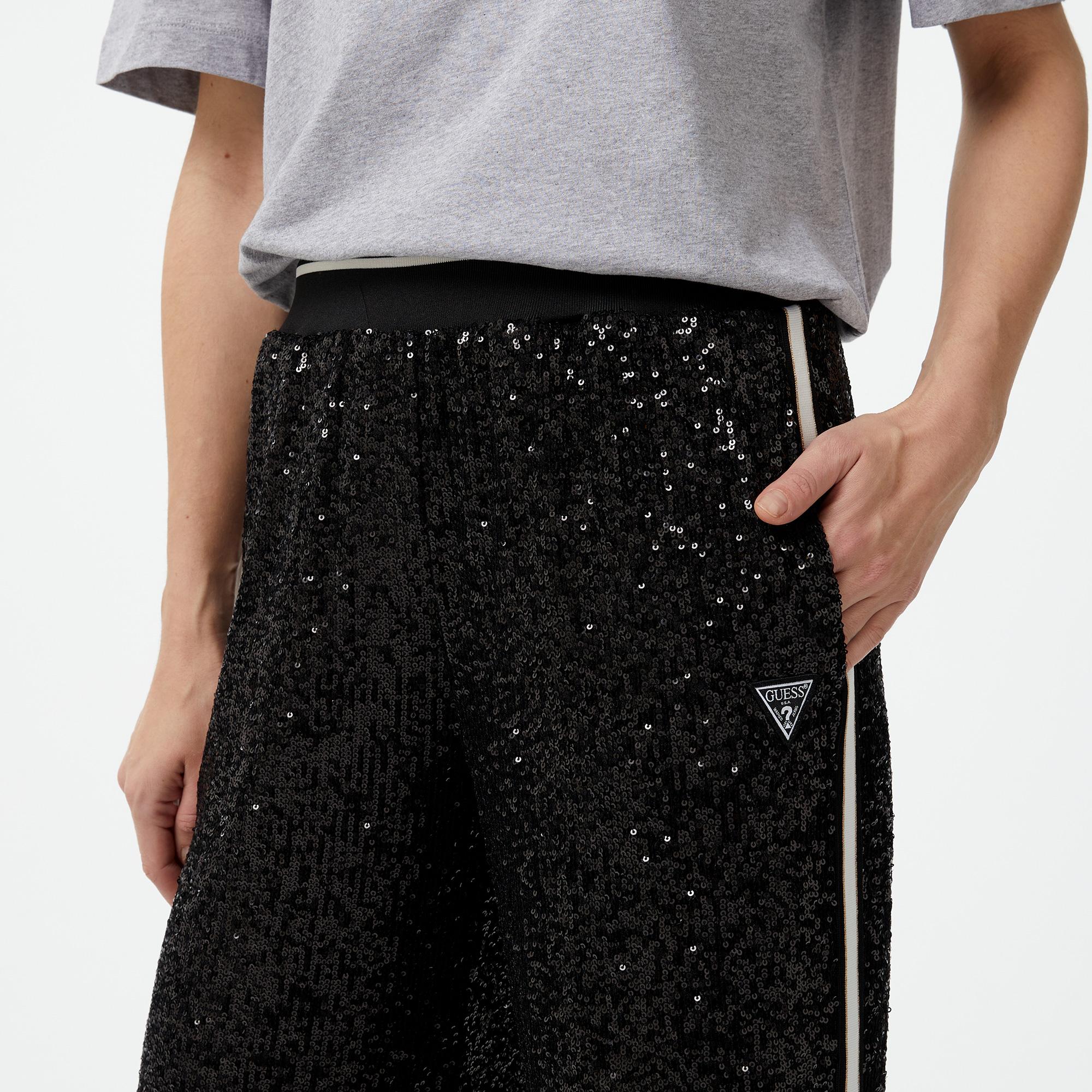 Guess Mini Sequins Straight Kadın Siyah Eşofman Altı