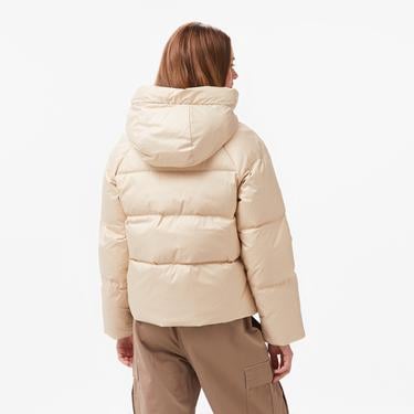  Converse Kadın Kapüşonlu Krem Şişme Mont