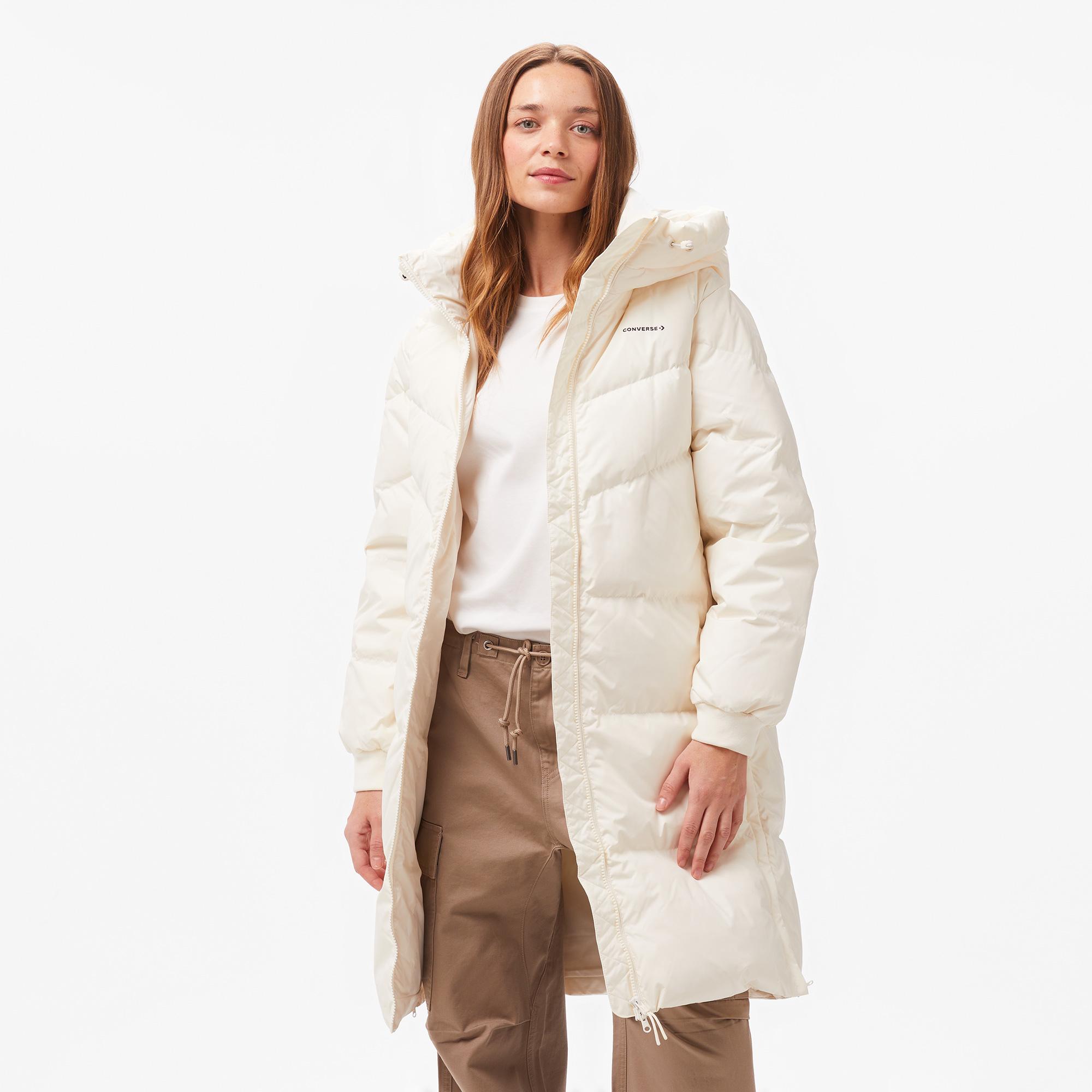 Converse Kadın Kapüşonlu Krem Şişme Mont