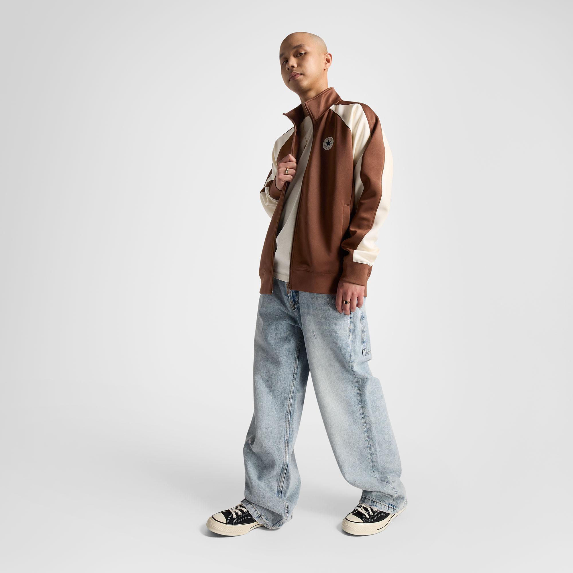 Converse Erkek Renk Bloklu Kahverengi Eşofman Üstü