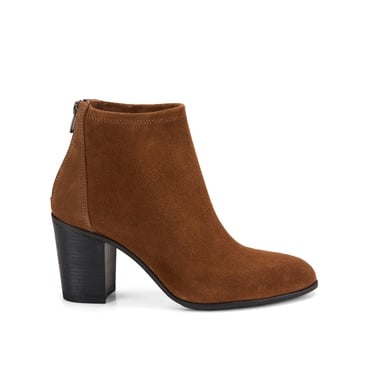  Kadın Taba Fermuarlı Topuklu Süet Bot