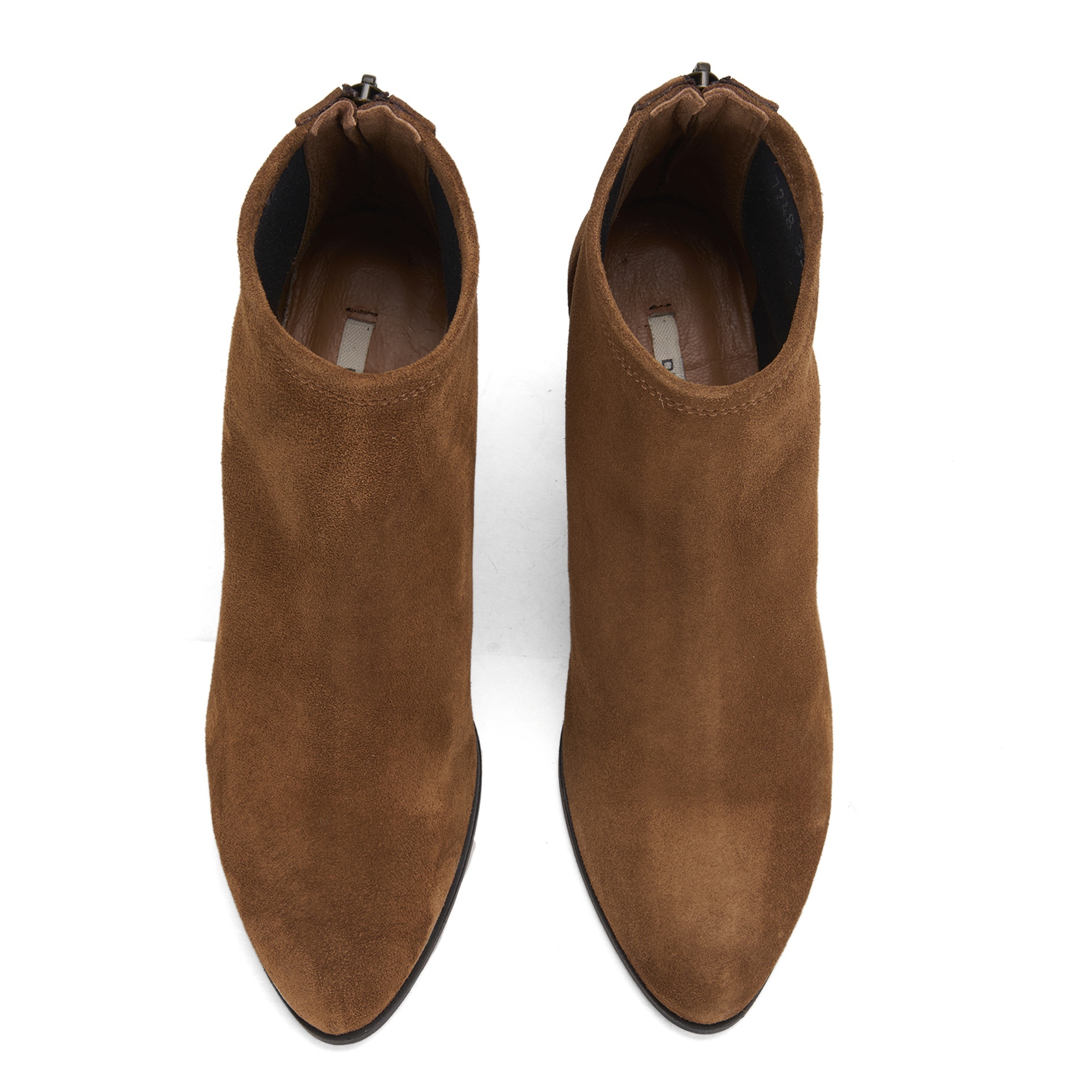 Kadın Taba Fermuarlı Topuklu Süet Bot