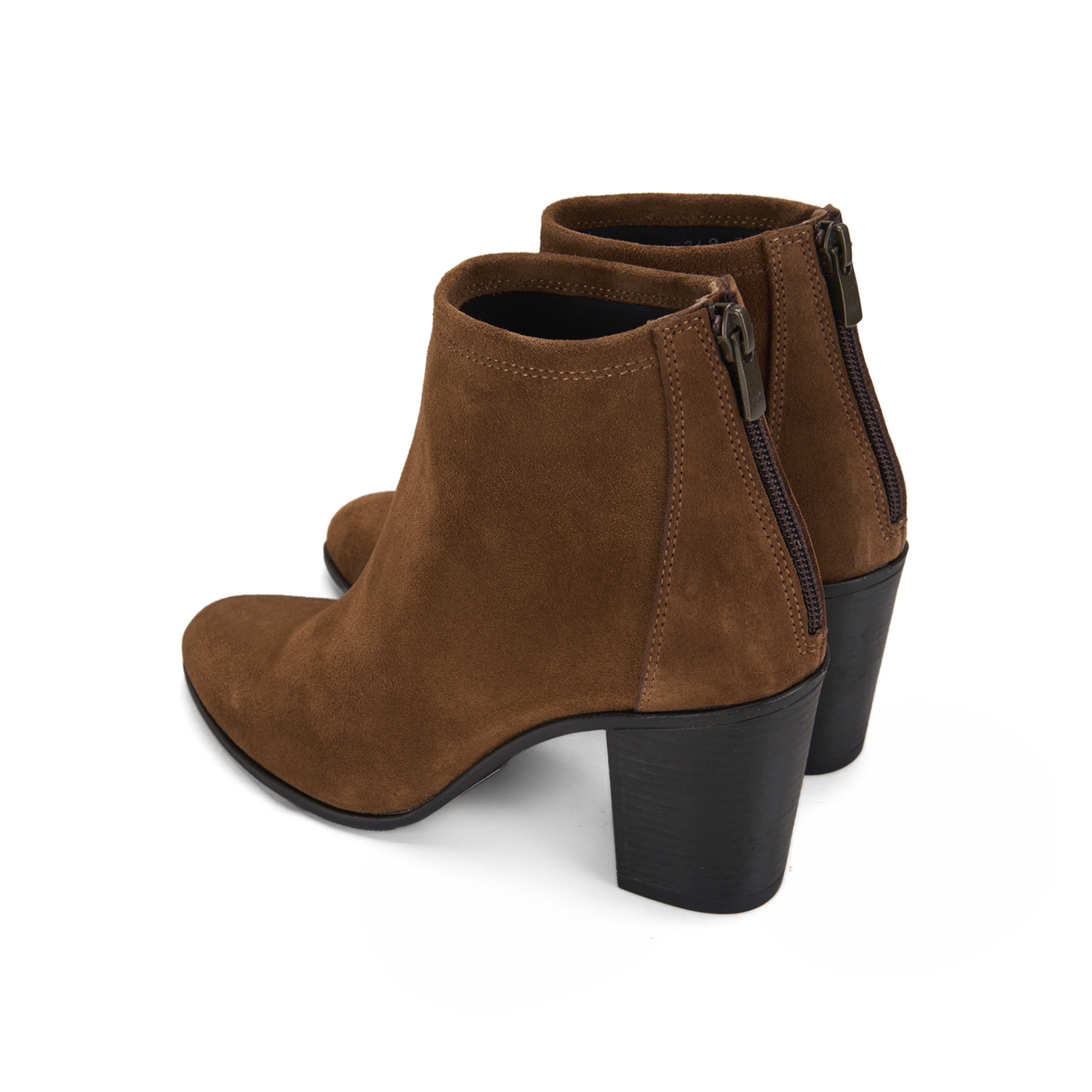 Kadın Taba Fermuarlı Topuklu Süet Bot
