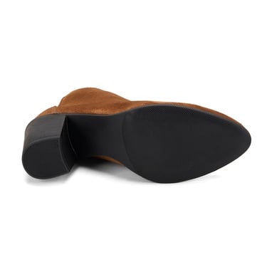  Kadın Taba Fermuarlı Topuklu Süet Bot