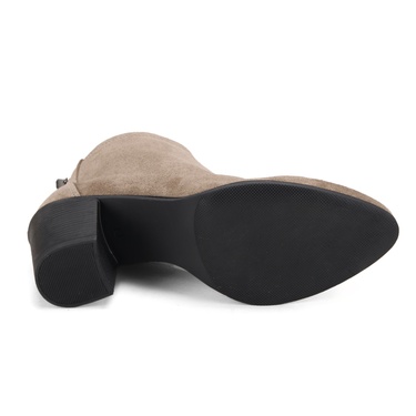  Kadın Vizon Fermuarlı Topuklu Süet Bot