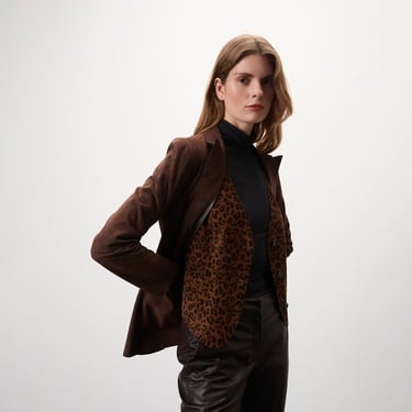  Liona Leopar Baskılı Kadın Çift Taraflı Yelek