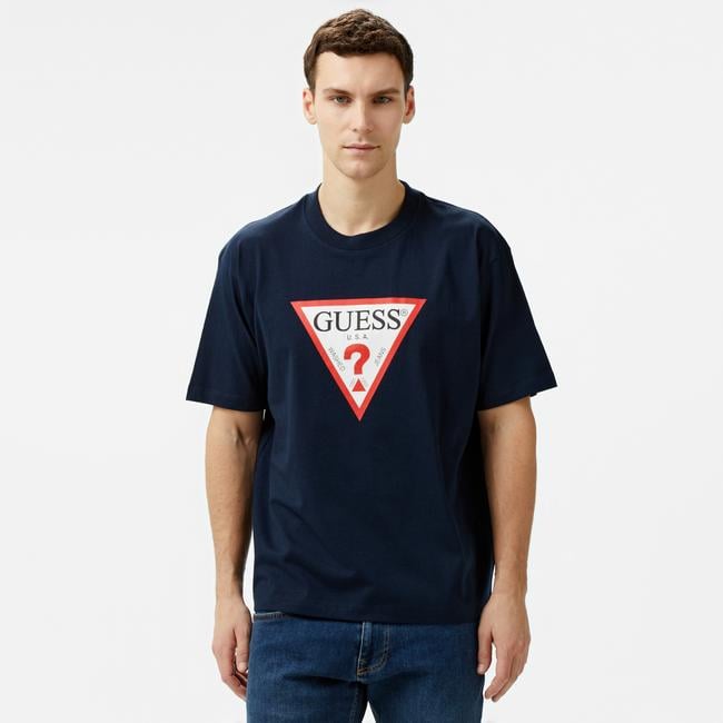  Guess Iconic Organic Heavy 205 Erkek Lacivert T-Shirt