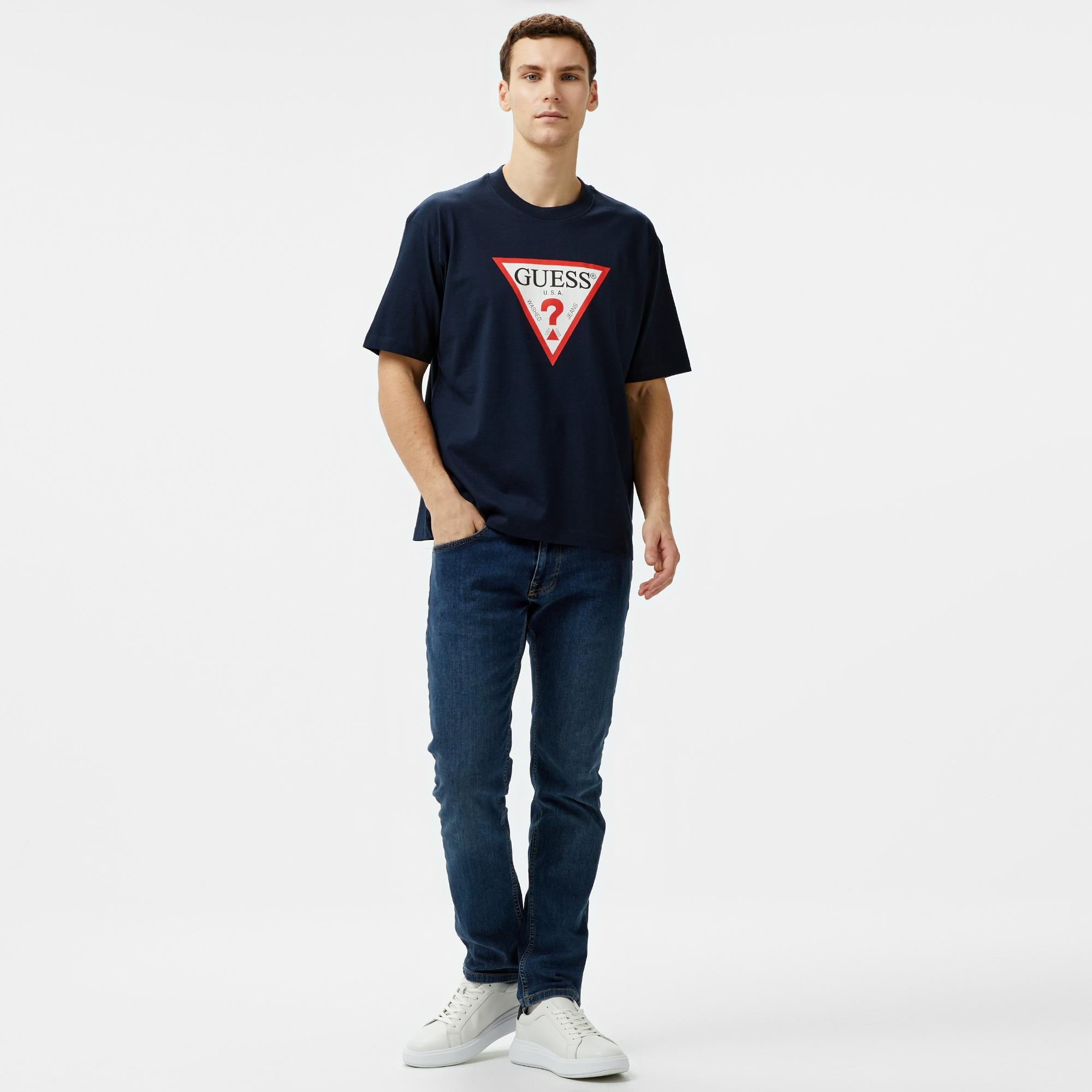 Guess Iconic Organic Heavy Erkek Lacivert T-Shirt