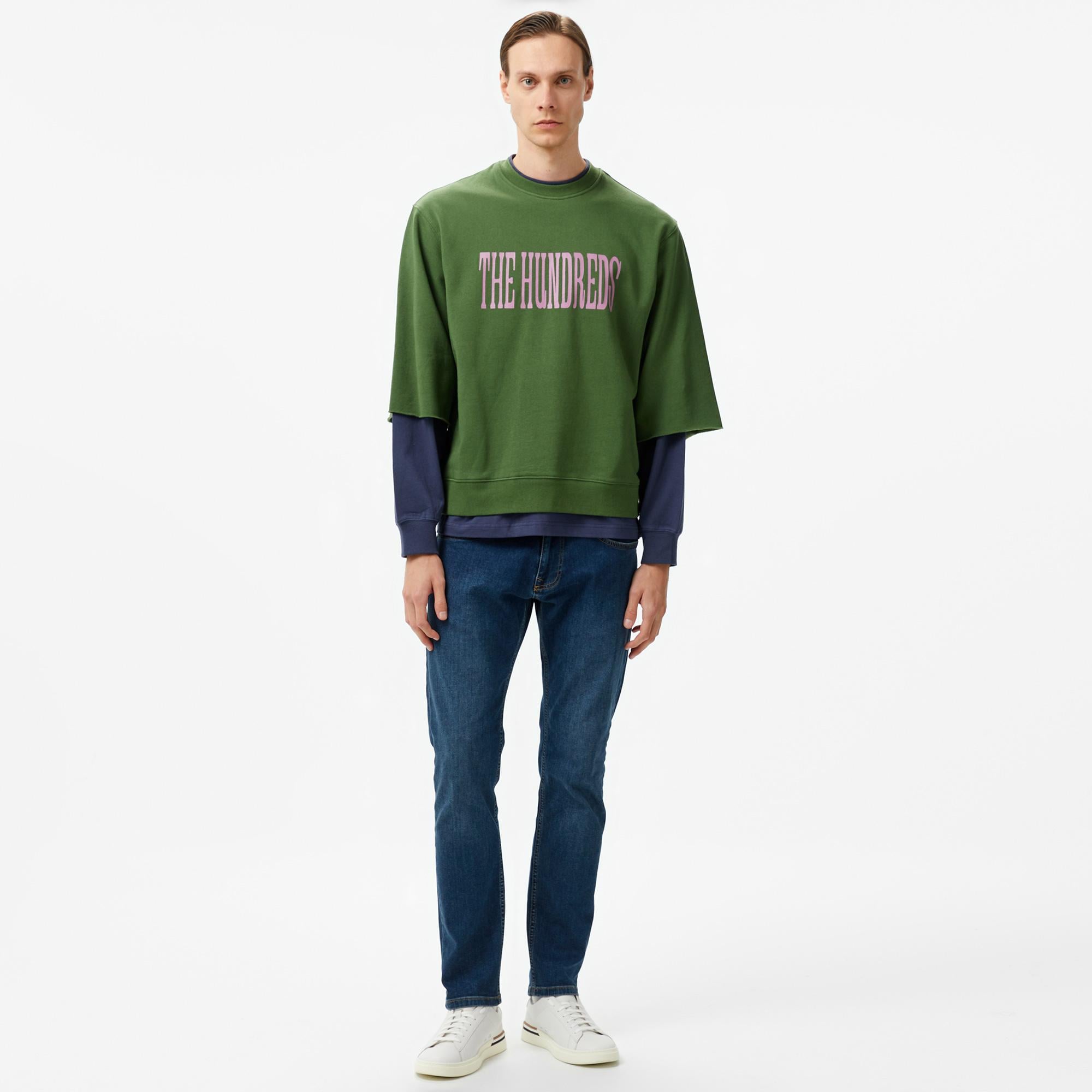 The Hundreds Layer Crewneck Erkek Yeşil Sweatshirt