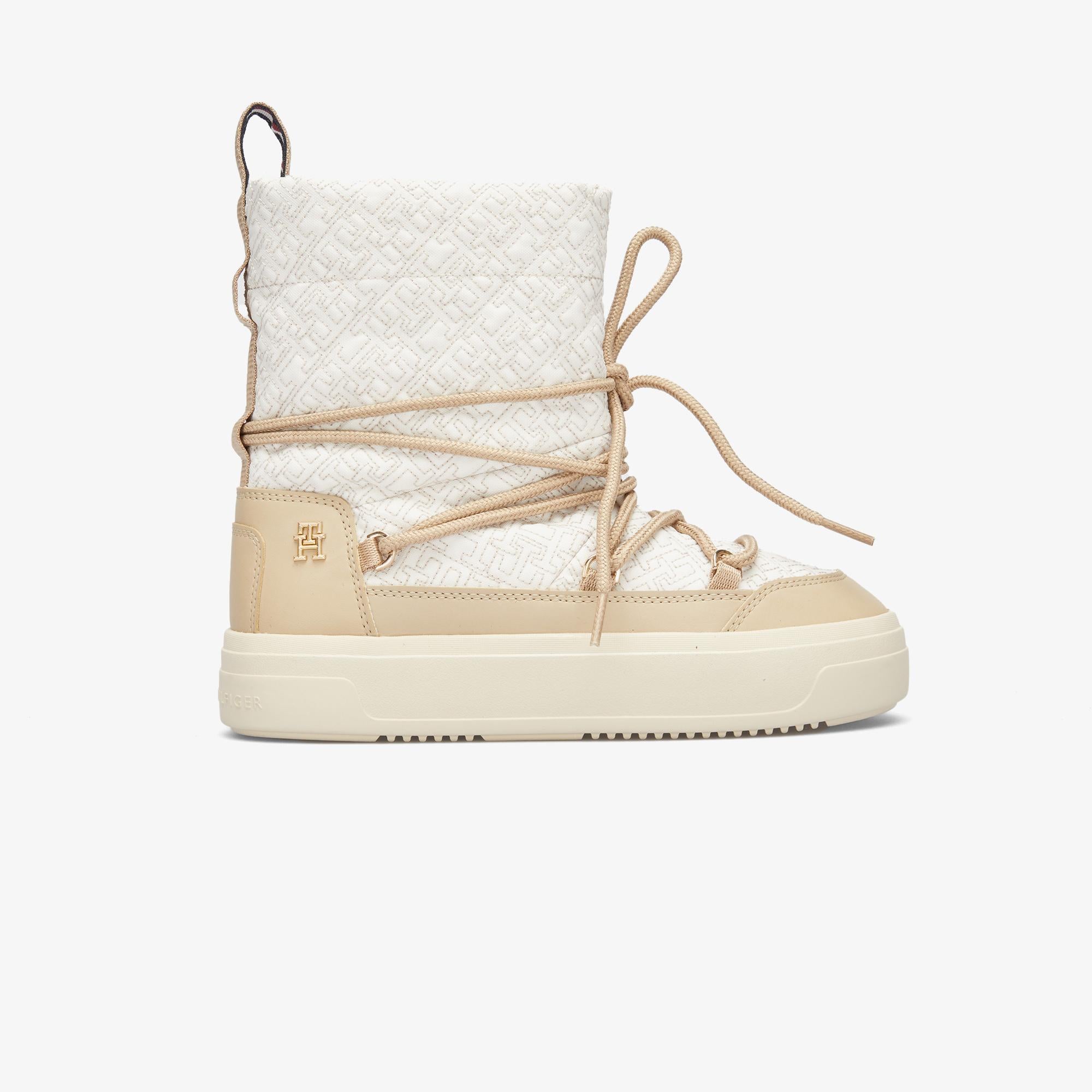 Tommy Hilfiger Lace-Up Monogram Kadın Bej Bot