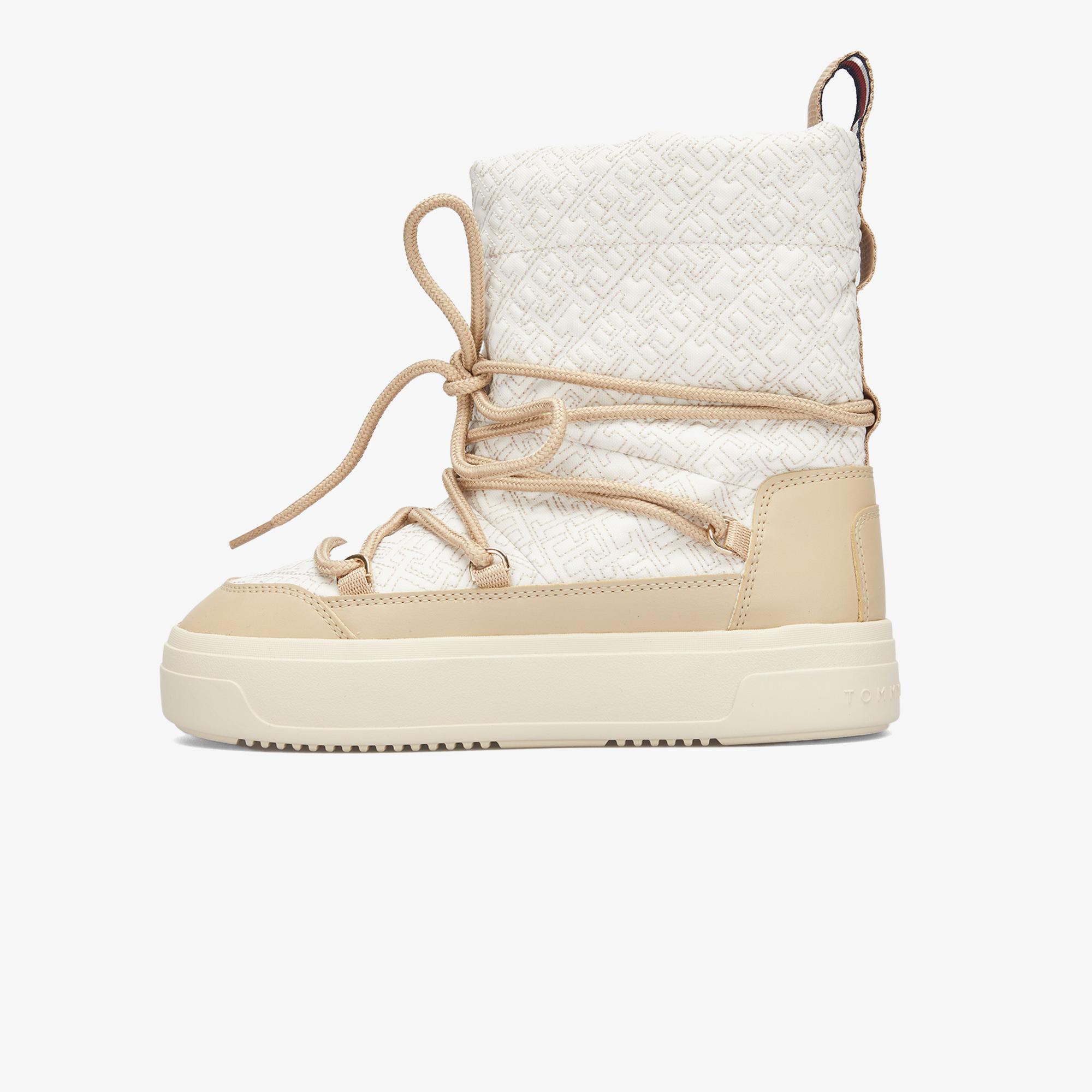 Tommy Hilfiger Lace-Up Monogram Kadın Bej Bot