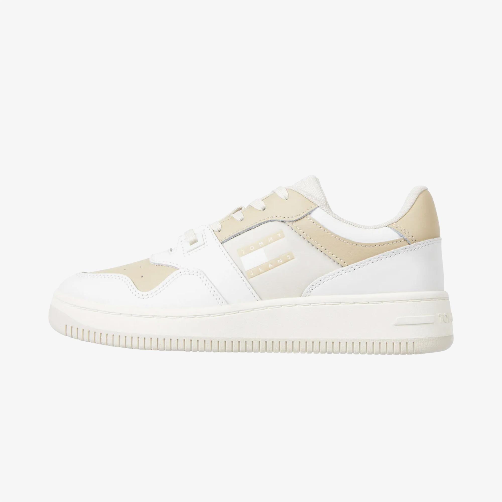 Tommy Jeans Retro Basket Tonal Deri Kadın Bej Spor Ayakkabı