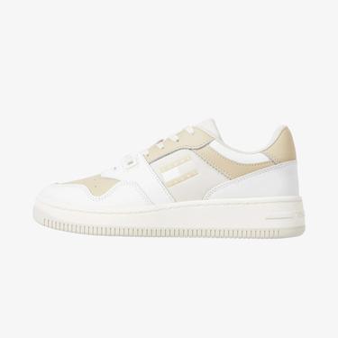  Tommy Jeans Retro Basket Tonal Deri Kadın Bej Spor Ayakkabı