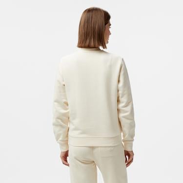  Kadın Relaxed Fit Bisiklet Yaka Bej Sweatshirt