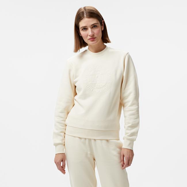  Kadın Relaxed Fit Bisiklet Yaka Bej Sweatshirt