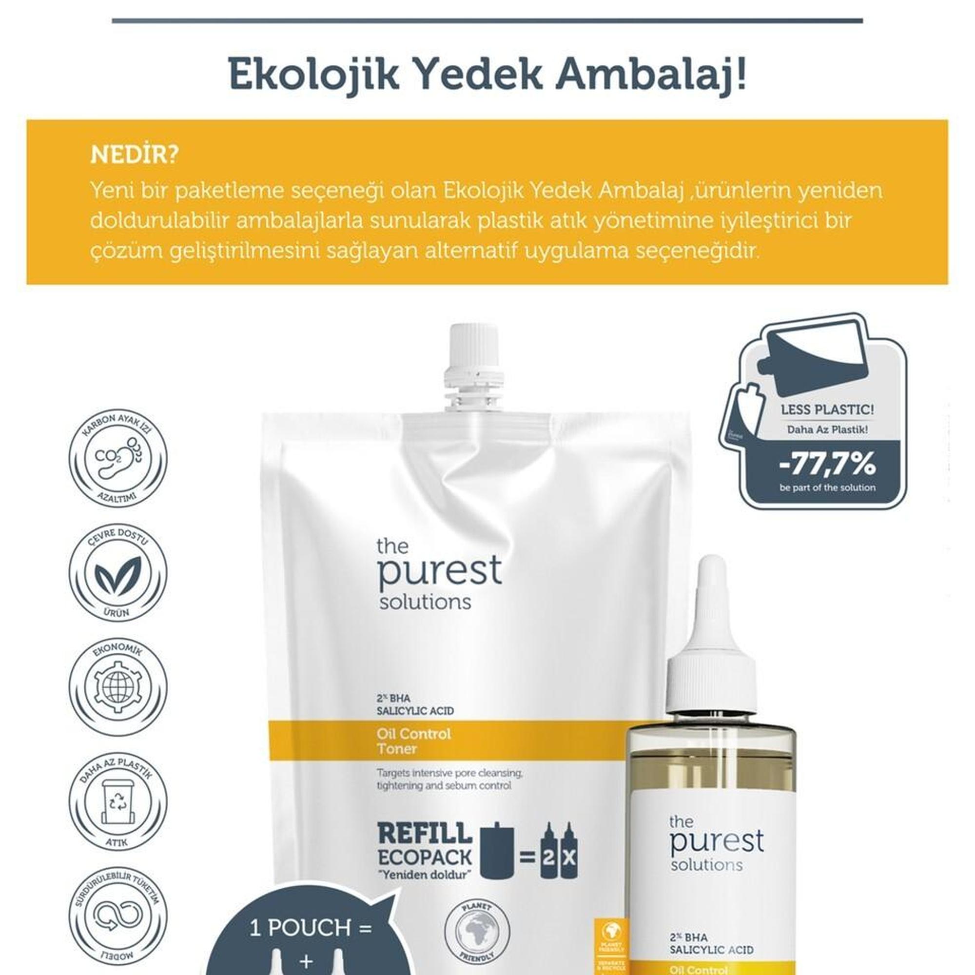 Sivilce & Siyah Nokta Karşıtı Salisilik Asit Tonik(Yağlı-Karma Ciltler) Ekolojik Yedek Paket 400ml