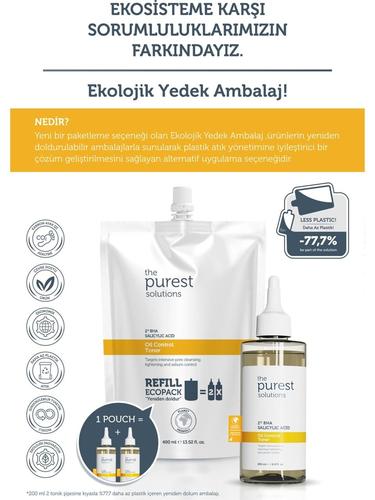  Sivilce & Siyah Nokta Karşıtı Salisilik Asit Tonik(Yağlı-Karma Ciltler) Ekolojik Yedek Paket 400ml