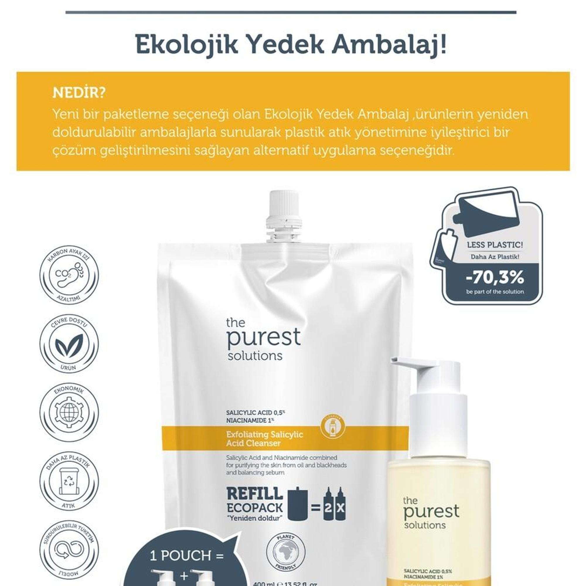 Sivilce & Siyah Nokta Karşıtı (Yağlı-Karma Ciltler) Temizleme Jeli Ekolojik Yedek Paket 400 ml