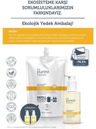  Sivilce & Siyah Nokta Karşıtı (Yağlı-Karma Ciltler) Temizleme Jeli Ekolojik Yedek Paket 400 ml