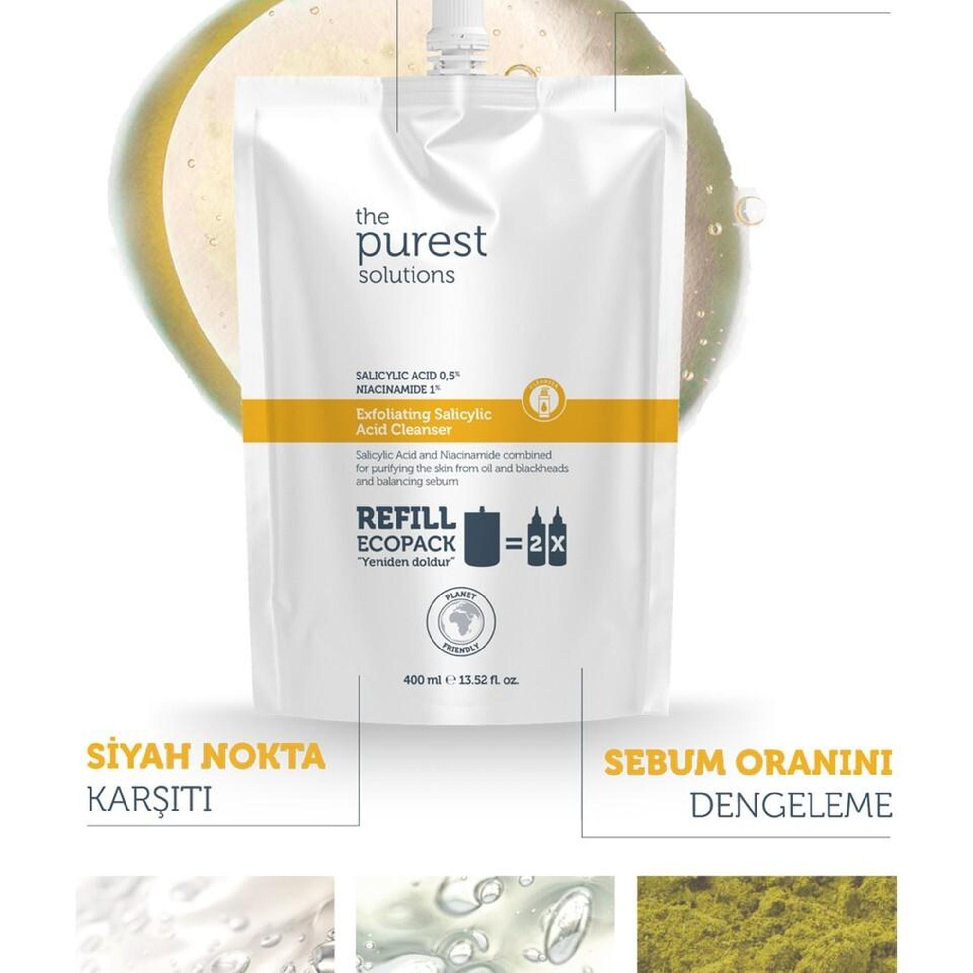 Sivilce & Siyah Nokta Karşıtı (Yağlı-Karma Ciltler) Temizleme Jeli Ekolojik Yedek Paket 400 ml