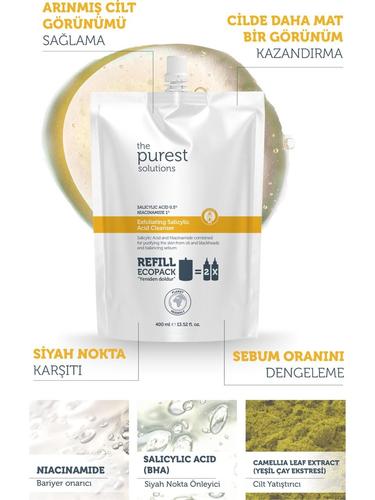  Sivilce & Siyah Nokta Karşıtı (Yağlı-Karma Ciltler) Temizleme Jeli Ekolojik Yedek Paket 400 ml