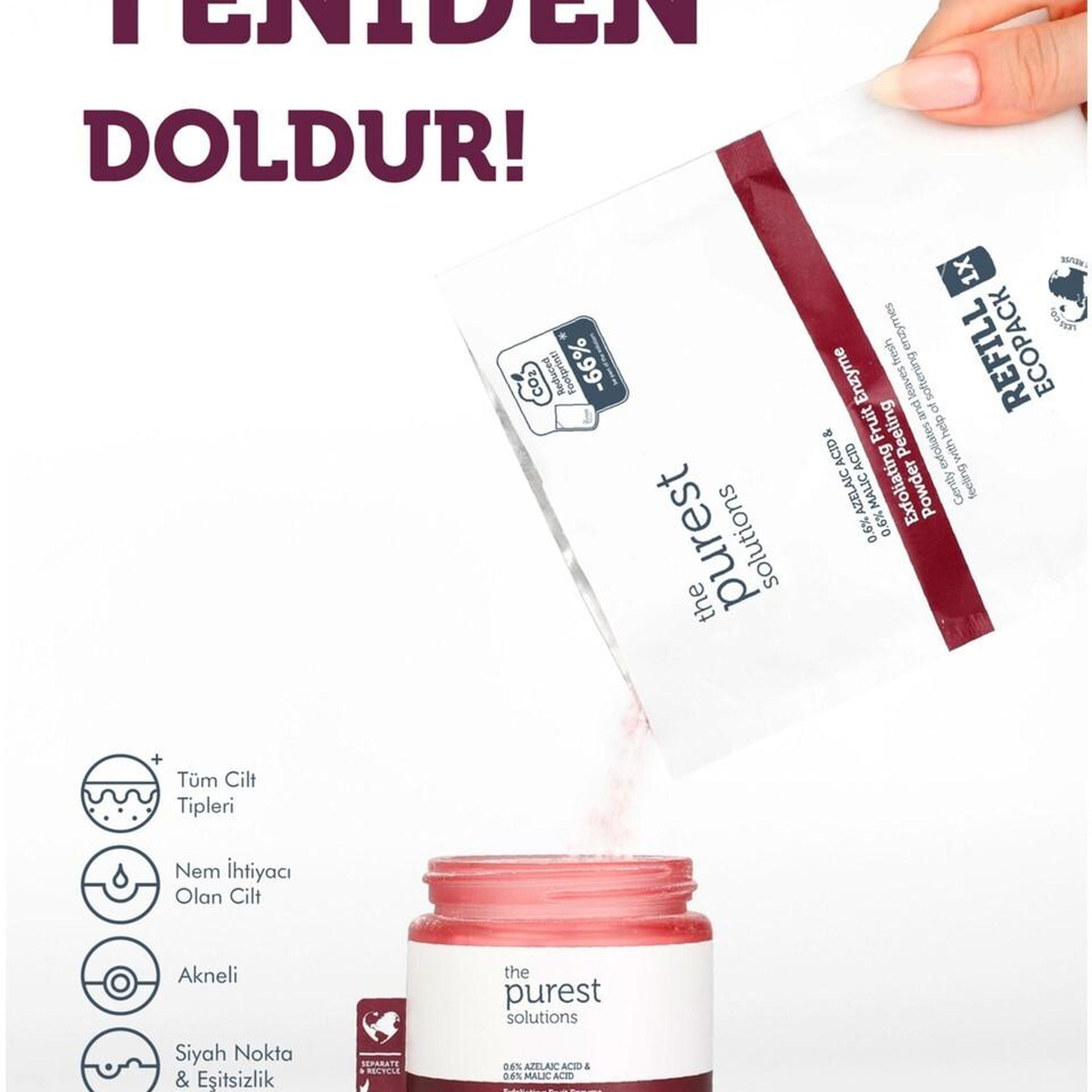 Arındırıcı ve Aydınlatıcı Enzim Peeling Toz Temizleyici 55 gr (%0,6 Azelaic Acid & Malic Acid)