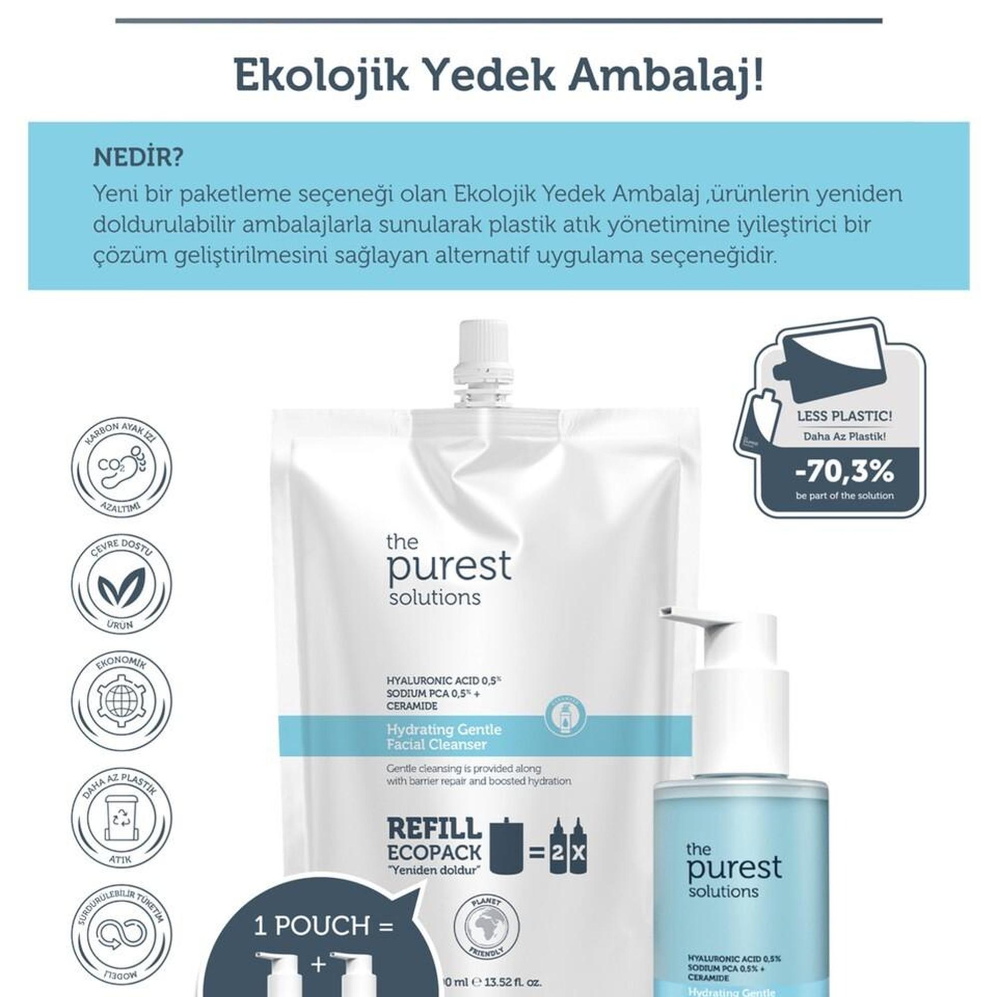 Nemlendirici Ve Bariyer Onarıcı (Kuru-Karma Ciltler) Temizleme Jeli Ekolojik Yedek Paket 400 ml