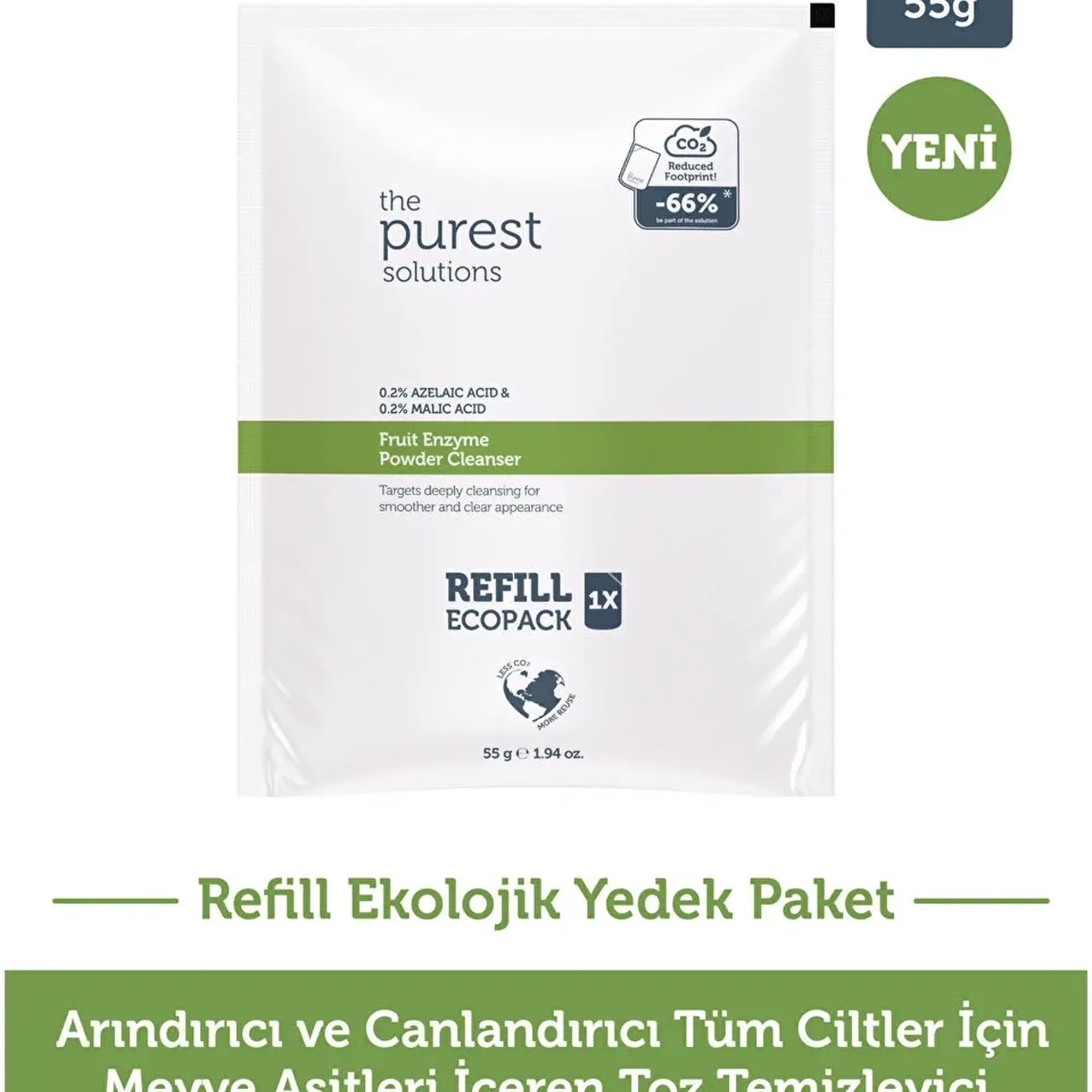 Refill Ekolojik Yedek Paket- Azelaik Asit Ve Malik Asit Enzim Toz Temizleyici 55 Gr
