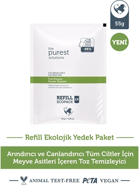  Refill Ekolojik Yedek Paket- Azelaik Asit Ve Malik Asit Enzim Toz Temizleyici 55 Gr