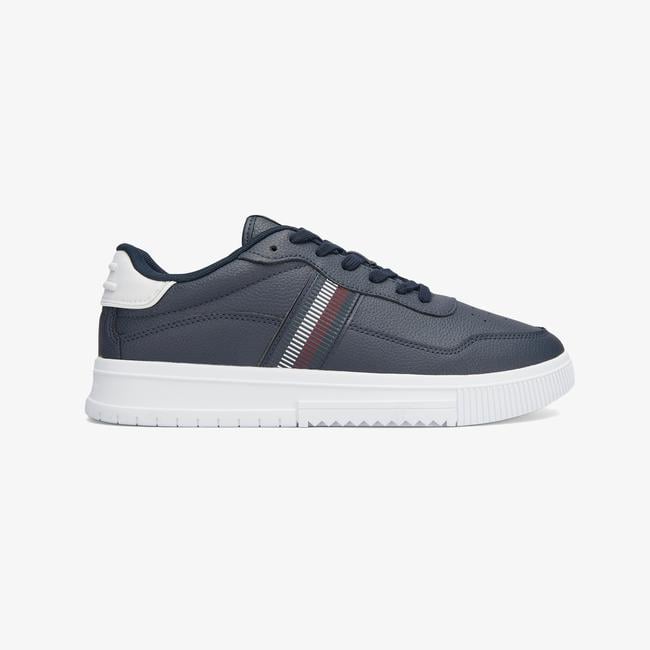  Tommy Hilfiger Supercup Stripes Tumbled Erkek Mavi Spor Ayakkabı