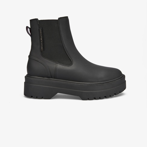  Tommy Hilfiger Rubberised Chelsea Tl Kadın Siyah Yağmur Botu