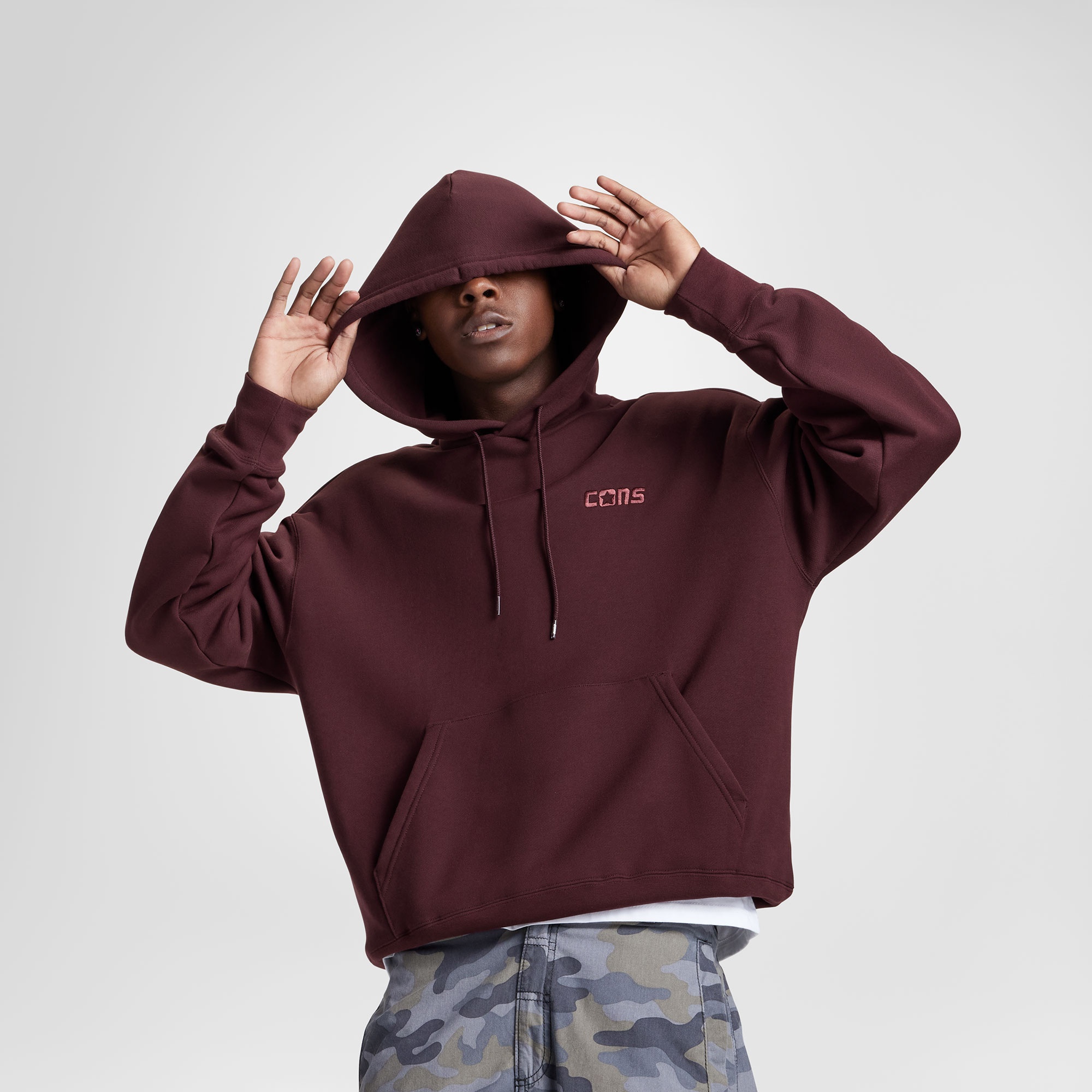 Converse Erkek Loose Fit Bordo Hoodie
