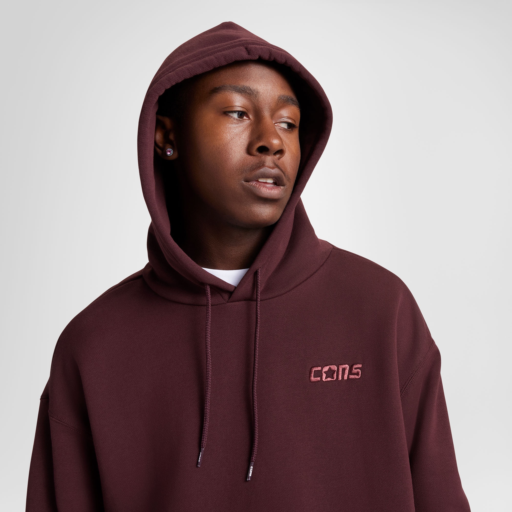 Converse Erkek Loose Fit Bordo Hoodie
