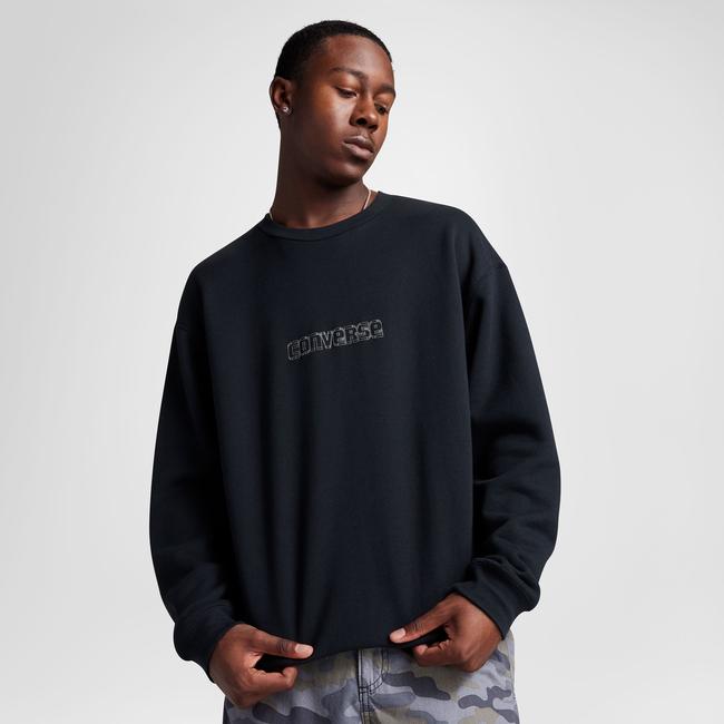  Converse Erkek Loose Fit Baskılı Siyah Sweatshirt