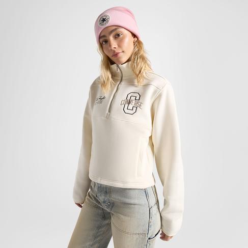  Converse Kadın Yarım Fermuarlı Krem Sweatshirt