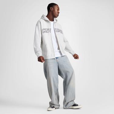  Converse Erkek Fermuarlı Gri Hoodie