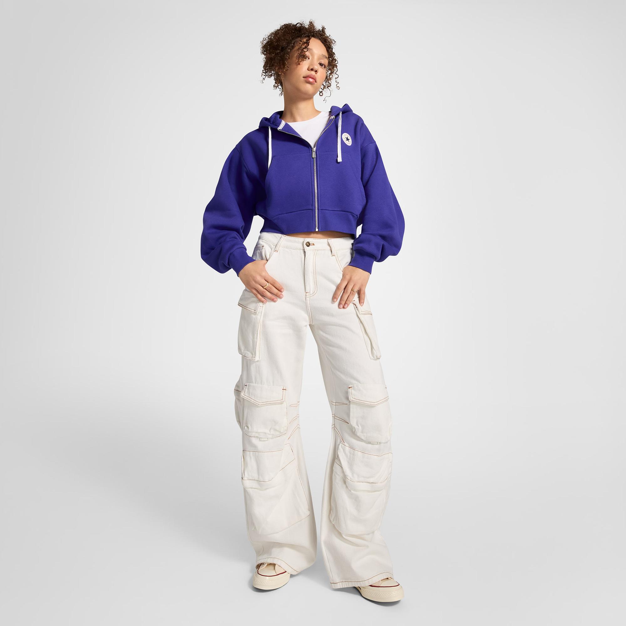 Converse Kadın Mavi Fermuarlı Hoodie