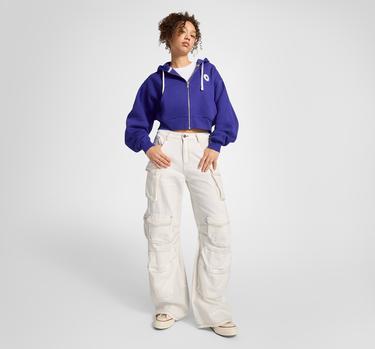  Converse Kadın Mavi Fermuarlı Hoodie